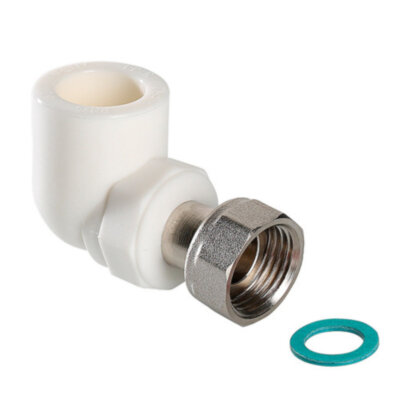 Угольник 90 градусов VALTEC VTp.758 ВР 1" DN 25 PN 25 с накидной гайкой полипропиленовый комбинированный