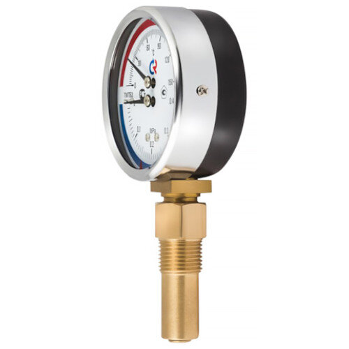 Термоманометр РОСМА ТМТБ-31Р.1 (0...0,4 МПа) Дкорп=80мм L=46мм кл. 2,5 G1/2" Траб= 0...+120°C радиальный 00000002328