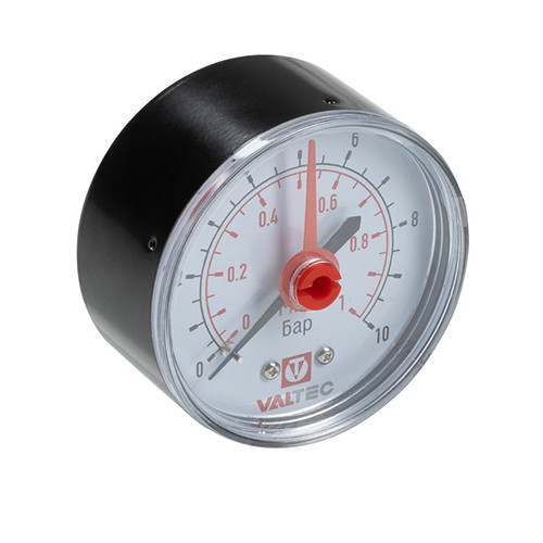 Манометр-индикатор VALTEC VT.TM50.T.01 1/4'' (0…10 бар) Дкорп=50мм пружинный осевой