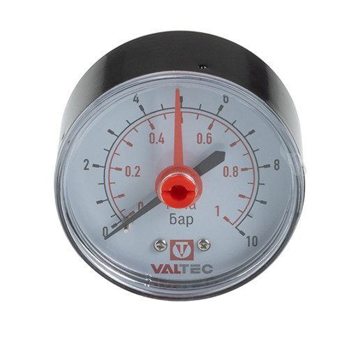Манометр-индикатор VALTEC VT.TM50.T.01 1/4'' (0…10 бар) Дкорп=50мм пружинный осевой 3