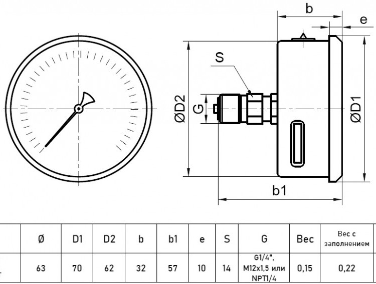 Вакуумметр РОСМА ТВ-321Т.00 (-0,1...0 МПа) Байонет Дкорп=63мм кл. 1,5 G1/4" коррозионностойкий виброустойчивый осевой 00000033448 2