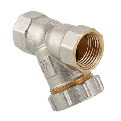 Фильтр механической очистки VALTEC VT.193 ВР 1/2" DN 15 PN 20 косой с заглушкой латунный