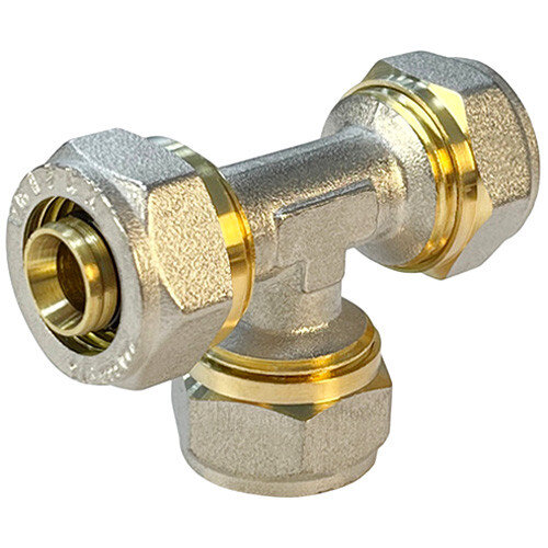 Тройник обжимной переходной VALFEX VF.331.N Ду 32х16х32 Ру 25 никелированный латунный