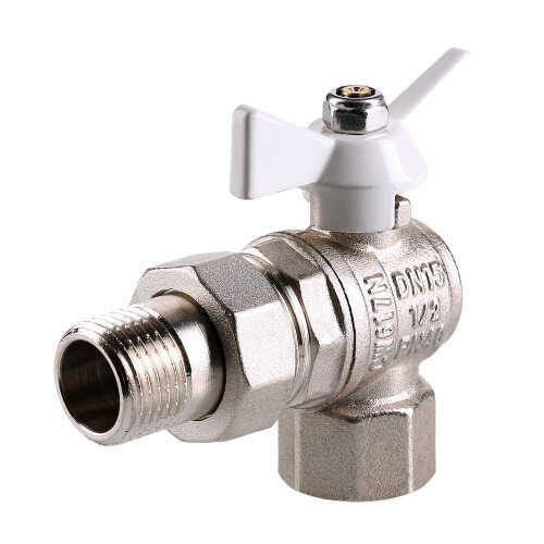 Кран шаровой VALTEC BASE 1/2" Ду15 Ру40 угловой с полусгоном VT.228.NW.04