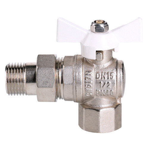 Кран шаровой VALTEC BASE 1/2" Ду15 Ру40 угловой с полусгоном VT.228.NW.04