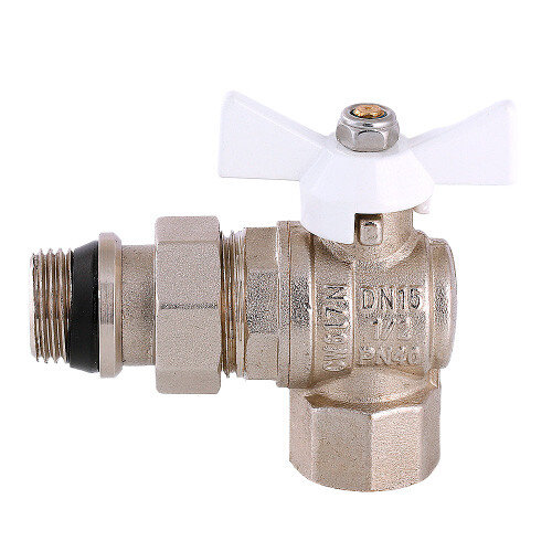 Кран шаровой VALTEC BASE 3/4" Ду20 Ру40 угловой с полусгоном и дополнительным уплотнением VT.228.NRW.05