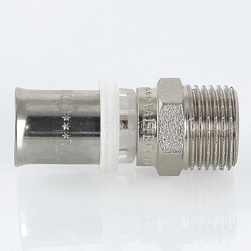 Переходник VALTEC VTm.201 НР 3/4" DN 20 PN 10 латунный никелированный 3