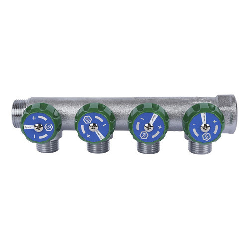 Коллектор распределительный STOUT SMB 6850 4 отвода ВР-НР 3/4"х1/2" DN 20 PN 16 с регулирующими клапанами 2