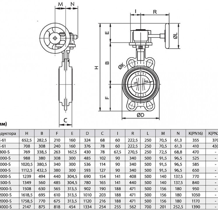 Затвор ЗПНЛ ADL ГРАНВЭЛ DN 450 PN 16 с редуктором 2