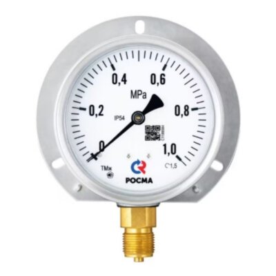 Манометр РОСМА ТМж-520РКТ (0...0,25 MПa) Дкорп=100мм кл. 1,5 M20х1,5 железнодорожный c LED-подсветкой, радиальный УТ-00043481