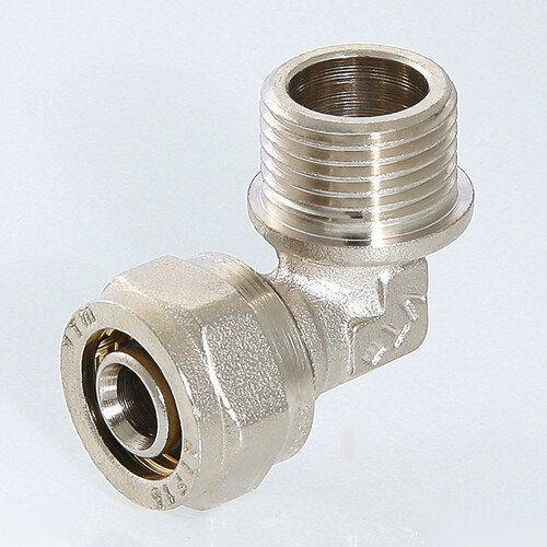 Угольник 90 градусов VALTEC VTm.353 НР 3/4" DN 16x20 PN 10 латунный никелированный