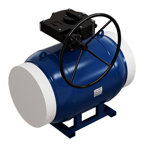 Кран шаровой ALSO RS КШ.П.П.RS.400.25-02 Ду 400 Ру 25 с редуктором полнопроходный под приварку, корпус - 09Г2С