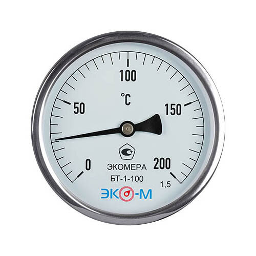 Термометр биметаллический ЭКОМЕРА БТ-1 Ду 100, Т 0-200C, L=40