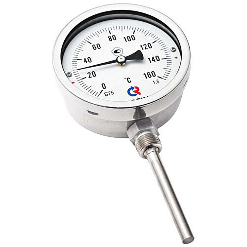 Термометр РОСМА БТ-72.220-46 Дкорп=150мм 10 МПа кл. 1,5 G1/2" Tраб = -50...+100°C биметаллический коррозионностойкий радиальный УТ-00053459