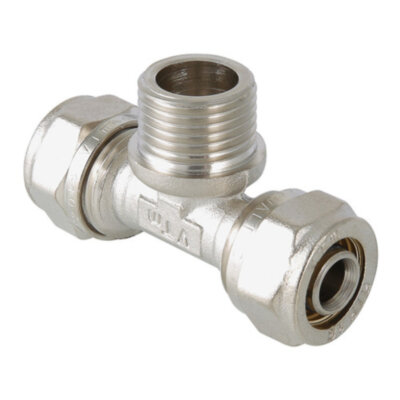 Тройник переходной VALTEC VTm.333 НР 1/2" DN 20x15x20 PN 10 латунный никелированный