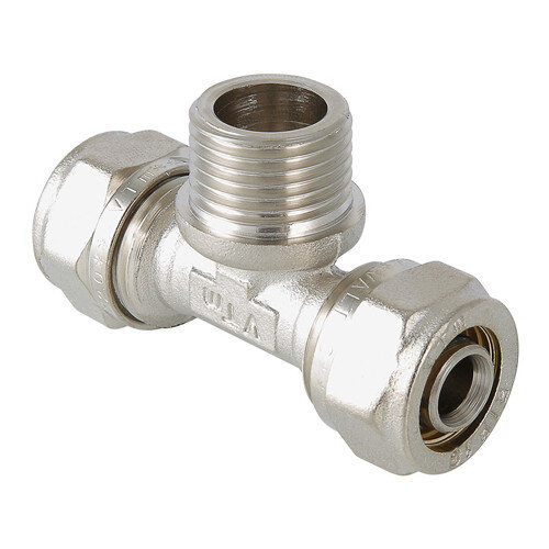 Тройник переходной VALTEC VTm.333 НР 1/2" DN 20x15x20 PN 10 латунный никелированный