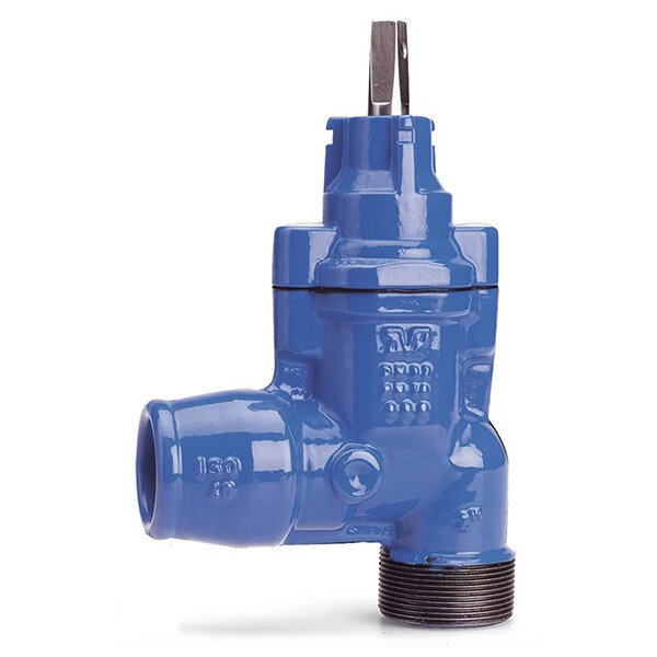 Задвижка AVK 11/30 DN 32-2" PN 16 ответвительная с наружной резьбой и фиксирующей муфтой для ПЭ труб угловая резьбовая