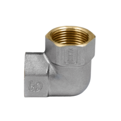 Угольник латунный Aquasfera 9001 DN 50 PN 16 резьба - 2'', покрытие -никель, резьбовой ВР-ВР, 9001-06