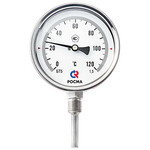 Термометр РОСМА БТ-72.220-46 Дкорп=150мм 10 МПа кл. 1,5 M20х1,5 Tраб = -50...+100°C биметаллический коррозионностойкий радиальный УТ-00056278