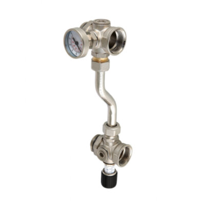 Байпас VALTEC проходной с перепускным клапаном и термометром VT.0667T.0.0