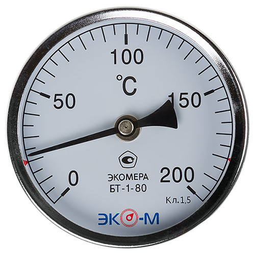 Термометр биметаллический ЭКОМЕРА БТ-1 Ду 80, Т 0-200C, L=80