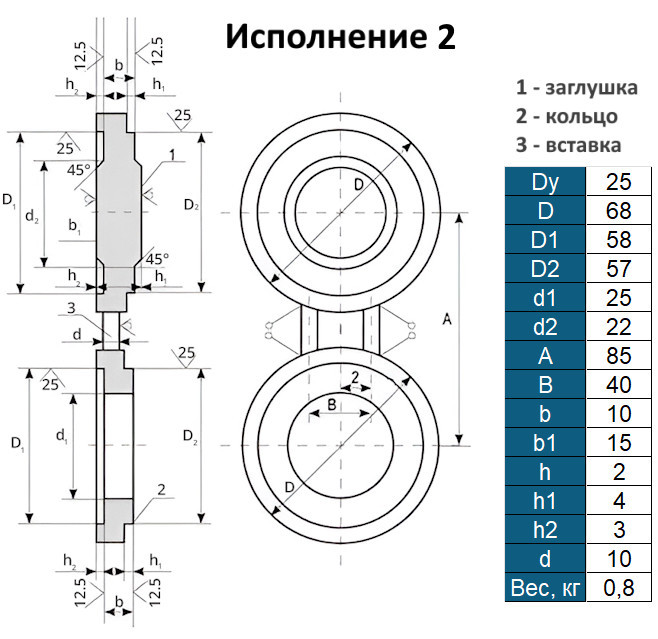 Заглушка 2-25-4,0 АТК 26-18-5-93 поворотная стальная Ду25 Ру40 2