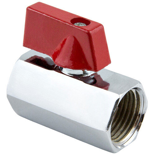 Кран шаровой латунный Aquasfera "МИНИ" 1030 DN 15 PN 10 резьба - 1/2'', покрытие - никель, неполнопроходной резьбовой ВР-ВР, ручка-флажок красная 1030-01