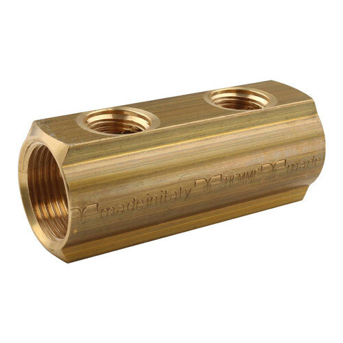 Коллектор распределительный Tiemme 1970011 2 выхода ВР 1"х1/2" DN 25 PN 16 без регулировки