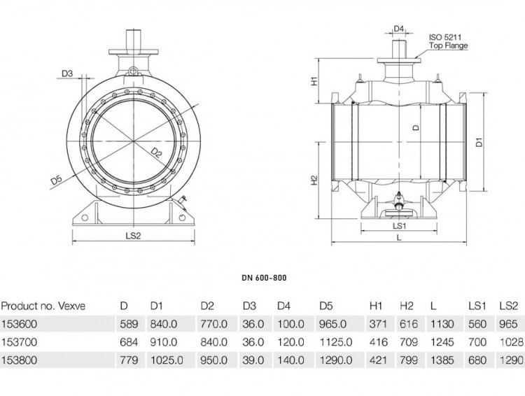 Кран шаровой Vexve 153800 DN 800 PN 16  стальной полнопроходный фланцевый для воды, с редуктором 2