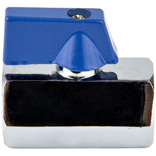 Кран шаровой латунный Aquasfera "МИНИ" 1031 DN 15 PN 10 резьба - 1/2'', покрытие - никель, неполнопроходной резьбовой ВР-ВР, ручка-флажок синяя 1031-01