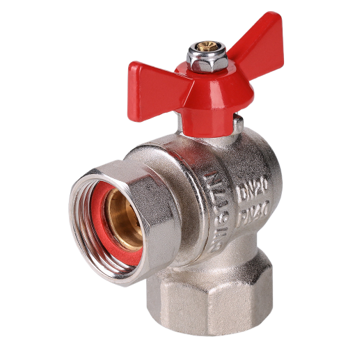 Кран шаровой VALTEC 3/4" Ду20 Ру25 угловой с накидной гайкой и внутренней резьбой (короткий) VT.266.NS.0505