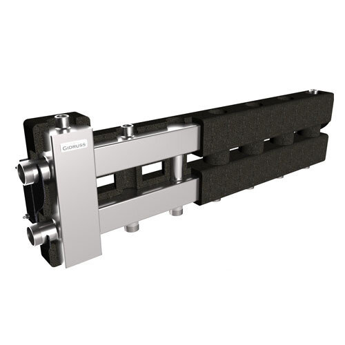 Коллектор распределительный GIDRUSS BMSS-80-4D.EPP 4-х контурный НР 1 1/4"x1" Ду 32 Ру 6 балансировочный в термоизоляции