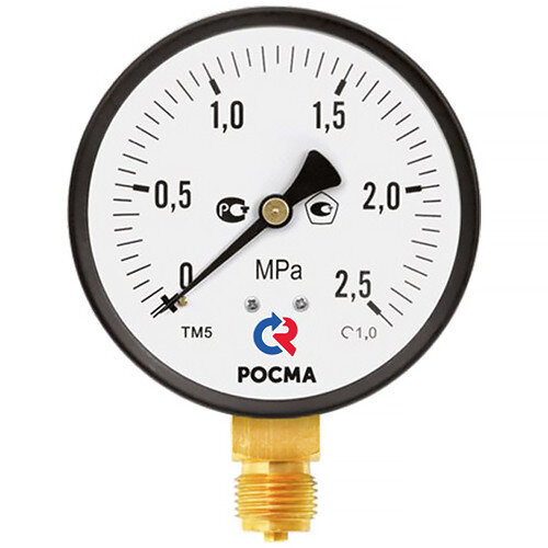 Манометр РОСМА ТМ-310Р.00 (0...0,1 МПа) Дкорп=63мм кл. 1,5 M12x1,5 общетехнический с повышенным кл.т. радиальный 00000035972
