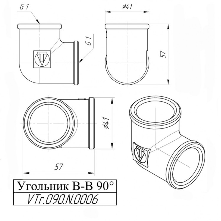 Латунный угольник VALTEC 1" резьбовой 90 VTr.090.N.0006 4