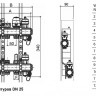 Коллекторная группа Luxor CD 2479 7-ми контурный ВР-НР 1"xW24x19 DN 25 PN 10 с регулирующими клапанами 2