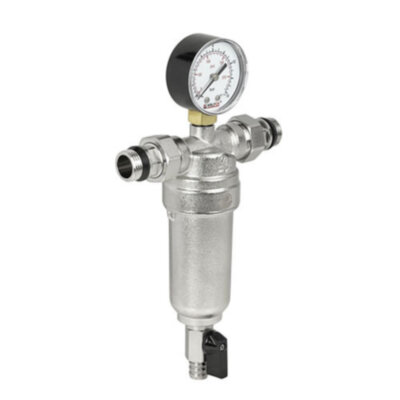 Фильтр промывной VALFEX VF.381 НР 3/4" DN 20 PN 16 с манометром никелированный
