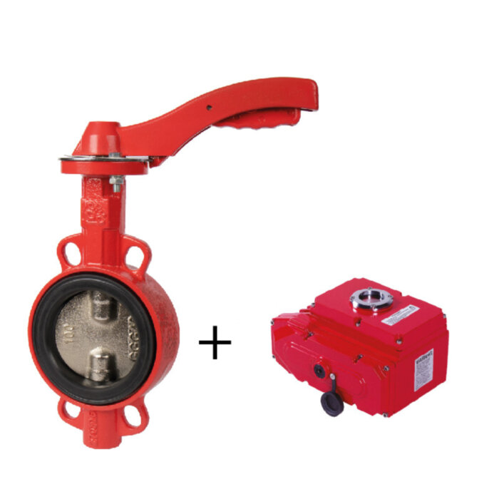 Затвор дисковый поворотный РАШВОРК 201 Ду125 Ру16 межфланцевый чугунный с электроприводом РАШВОРК 900 220В