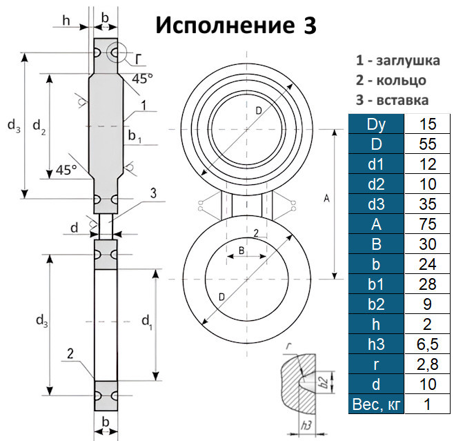 Заглушка 3-15-16,0 АТК 26-18-5-93 поворотная стальная Ду15 Ру160 2
