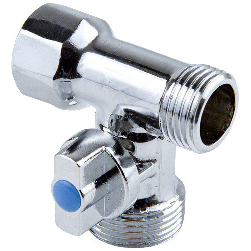 Кран шаровой латунный для бытовых приборов Aquasfera 1040 DN 15/20 PN 10 резьба - 1/2''x3/4''x1/2'', покрытие - хром, неполнопроходной резьбовой НР-НР-ВР, маховик хромированный, 1040-01