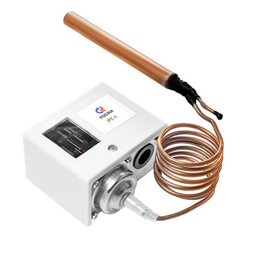 Реле температуры Росма РТ-1-(40...90С)-1,5 диапазон 40...90°С, дифференциал 5...15°С, длина капилляра 1,5 м УТ-00050329