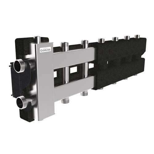 Коллектор распределительный GIDRUSS BMSS-80-7DU.EPP 7-ми контурный НР 1 1/4"x1" Ду 32 Ру 6 балансировочный в термоизоляции