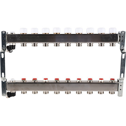 Коллектор ROMMER без расходомеров с клапаном вып. воздуха и сливом 9 выходов