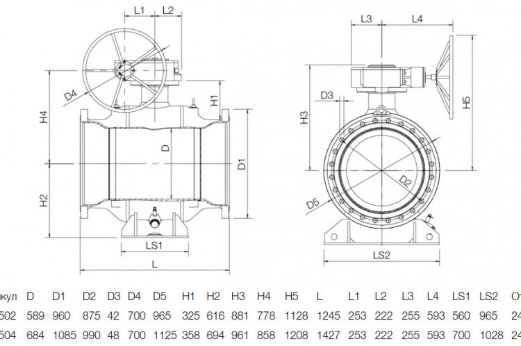 Кран шаровой NAVAL 285504 DN 800 PN 25 стальной стандартнопроходный фланцевый с редуктором 2