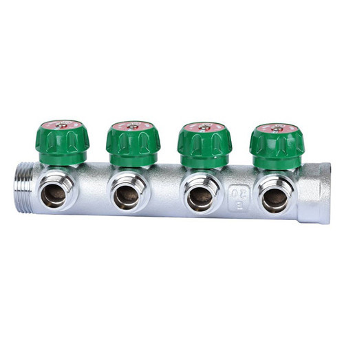 Коллектор распределительный STOUT SMB 6849 4 отвода ВР-НР 1"х1/2" DN 25 PN 16 с регулирующими клапанами плоское уплотнение 2