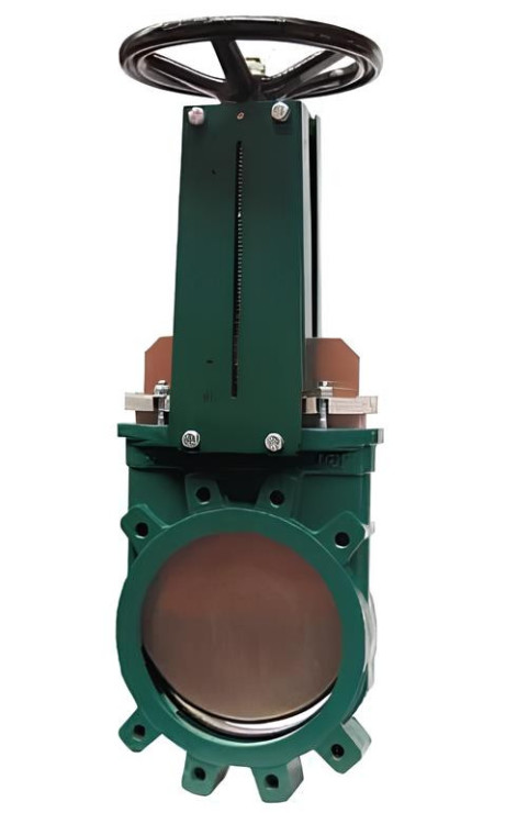 Задвижка межфланцевая Tecofi VGB 4400-001 Ду 200 Ру 10 шиберная ножевая со штурвалом двухсторонняя