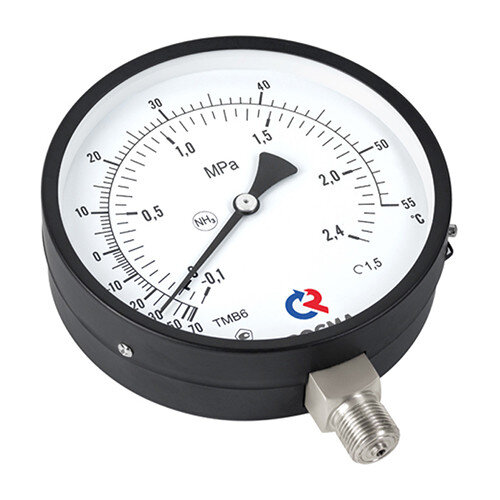 Мановакуумметр РОСМА ТМВ-611Р.00 NH3 (-0,1...1,5 MПa) Дкорп=150мм кл. 1,5 G1/2" аммиачный радиальный УТ-00047325