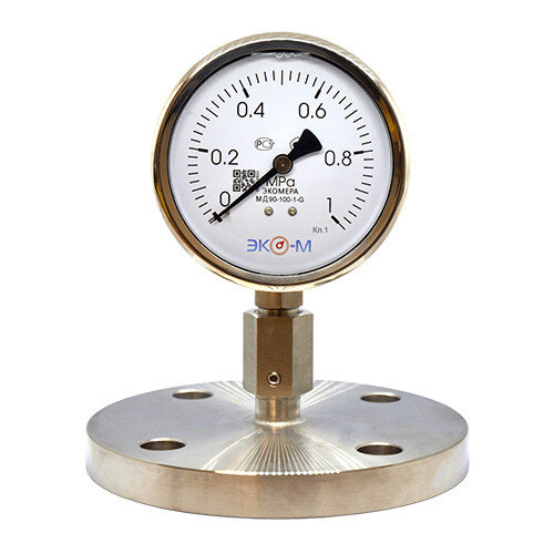 Разделитель сред фланцевый Ду 50 мм в сборе с манометром ЭКОМЕРА МД90 Ду 100 мм Ру 0-1 МПа 1/2''