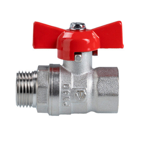 Шаровой кран VALTEC СТАНДАРТ 3/4" Ду20 Ру40 никелированный c внутренней - наружной резьбой VT.123.N.05