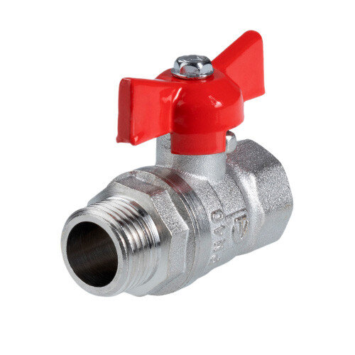 Шаровой кран VALTEC СТАНДАРТ 3/4" Ду20 Ру40 никелированный c внутренней - наружной резьбой VT.123.N.05