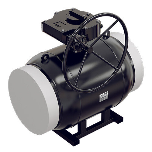 Кран шаровой ALSO КШ.П.600.25-01 Ду 600 Ру 25 с редуктором стандартнопроходный под приварку